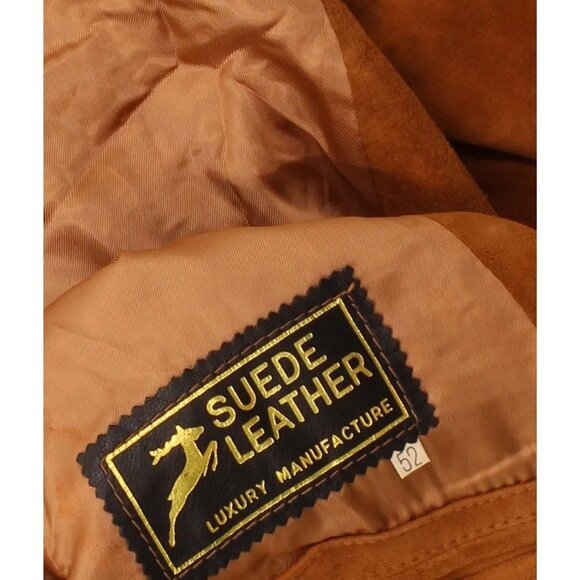 NWOT VINTAGE Men 2 Button Suede Leather Blazer Jacket IT 42 Brown Leather - Picture 3 of 3